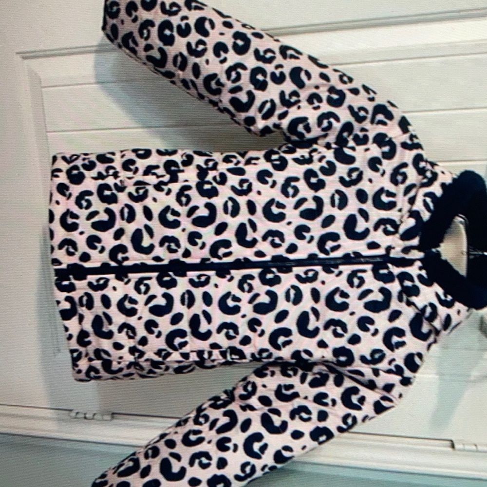 DSG Girls XS winter pale pink with navy cheetah spots